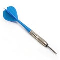 Blue throwing dart isolated on white background