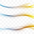 Bright blue to yellow swoosh abstract lines set Royalty Free Stock Photo