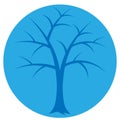 Bright blue tree silhouette sticker, vector illustration Royalty Free Stock Photo
