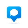 Bright blue trendy icon for social network. Comment piktogram on white Royalty Free Stock Photo