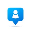 Bright blue trendy icon for social network. Person piktogram on white Royalty Free Stock Photo