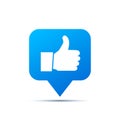 Bright blue trendy icon for social network. Thumb up piktogram on white Royalty Free Stock Photo