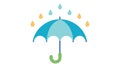 Bright blue umbrella with stylized raindrops in a playful flat design, vector design Generative AI Royalty Free Stock Photo