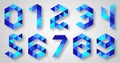 Bright blue unique geometric numbers, vector illustration