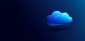 Bright blue vector cloud icon with gradient highlights on solid dark blue Royalty Free Stock Photo