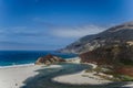 Bright blue water in the Pacific Ocean near Big Sur California along the Pacific Coast Highway Royalty Free Stock Photo