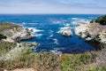 Bright blue water in the Pacific Ocean near Big Sur California along the Pacific Coast Highway Royalty Free Stock Photo