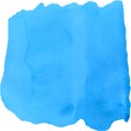 Bright blue watercolor stain on white background