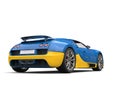 Bright blue and yellow modern super sports car Royalty Free Stock Photo