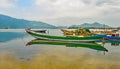 Bright boats on the oyster lagoon near Hue, Vietnam