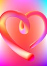 Bright bold vibrant colorful 3d contour heart