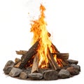 Bright bonfire isolated on white background Royalty Free Stock Photo