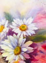 Bright bouquet of spring flowers oil painting.