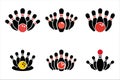 Bright bowling icon set colorful strike and spare illustrations Royalty Free Stock Photo