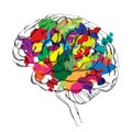 Bright Brain concept. Vector isolated.