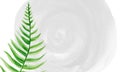 Bright branch of fern on the background of a gray spot watercolor wallpaper