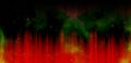 Bright bright red vertical stripes with green nebula mist and little stars. Fantasy cosmic dark red undertone