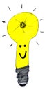 Bright Brilliant Yellow Light Bulb Whimsical Illustration