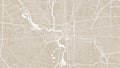 Bright brown vector background map, Columbus city area streets and water cartography illustration