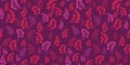Bright burgundy seamless pattern with abstract tiny branches leaves and drops, spots. Vector hand drawn sketch. Creative simple