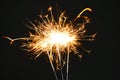 Bright burning sparklers on black background, closeup Royalty Free Stock Photo