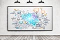 Bright business idea sketch on whiteboard Royalty Free Stock Photo