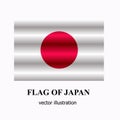 Bright button with flag of Japan. Vector.