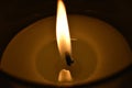 Bright candle flame in the dark. Royalty Free Stock Photo