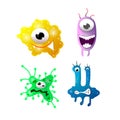 Bright cartoon bacteria with funny faces illustrations set Royalty Free Stock Photo