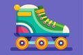 A bright cartoon roller skate design features colorful elements and fun details on a purple backdrop, Rollers Customizable Cartoon Royalty Free Stock Photo