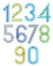 Bright cartoon striped numbers with rounded corners. Royalty Free Stock Photo