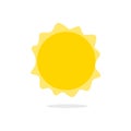 Bright cartoon sun. Yellow luminary with scalloped rim of hot rays