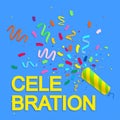 Bright celebration background with confetti.