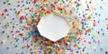 Bright celebration a festive background with confetti and blank space. Generative AI Royalty Free Stock Photo