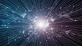 Abstract explosion of interconnected lines and nodes radiating from a bright light source Royalty Free Stock Photo
