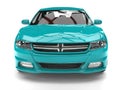 Bright Cerulean Blue Modern City Sports Car - Front View
