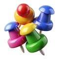 Vibrant group of colorful thumbtacks for office or home use white background Royalty Free Stock Photo