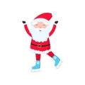 Bright and cheerful Santa Claus is skating and congratulating everyone on the New Year