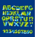 Bright childish style letter set in nature colors.