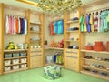 Bright children`s dressing room.