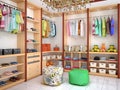 Bright children`s dressing room.