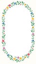 Bright Chintz Romantic Meadow Wildflowers Vector Ellipse Oval Wreath