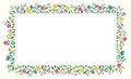 Bright Chintz Romantic Meadow Wildflowers Vector Rectangular Frame