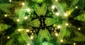 Bright christmas fantasy - kaleidoscope with green branches and lights, computer generated illustration