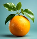 A Bright Citrus Fruit with a Fresh, Vibrant Leaf on Its Surface