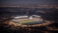 Bright cityscape illuminated by lighting equipment at a competitive sports venue generated by AI