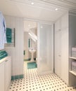 Bright classic traditional laundry room and bathroom Royalty Free Stock Photo