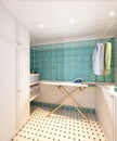 Bright classic traditional laundry room and bathroom