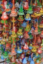 Bright clay bells - crafts of Carpathian craftsmen Royalty Free Stock Photo