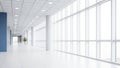 Bright Modern Office Corridor with Large Windows Royalty Free Stock Photo